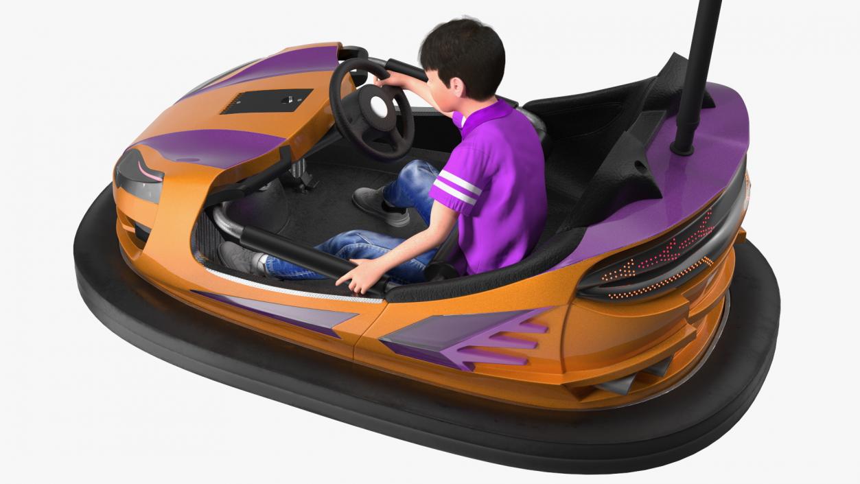 3D Bumper Car with Boy Rigged