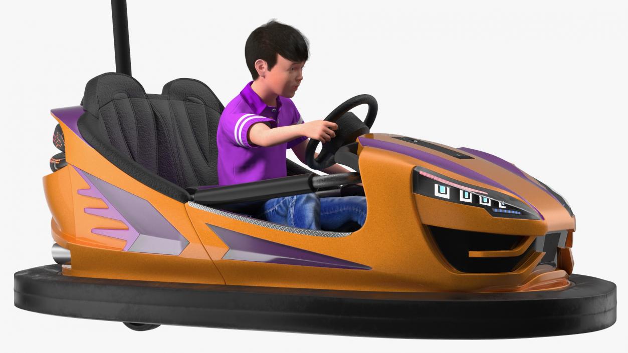 3D Bumper Car with Boy Rigged