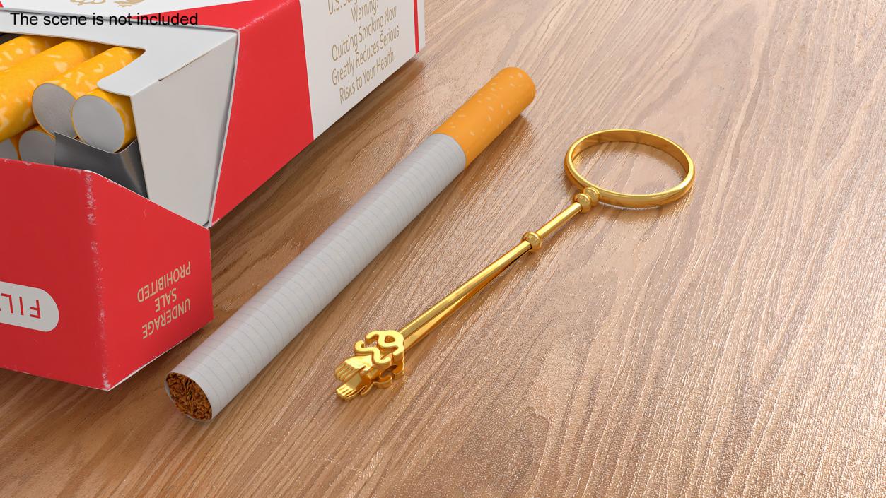 3D Gold Smoker Cigarette Holder Ring model