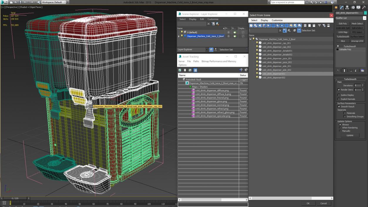 3D model Dispenser Machine Cold Juice 2 Bowl