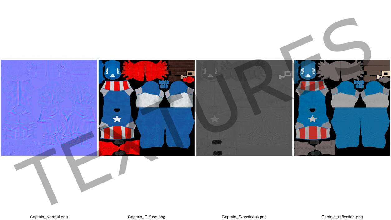 3D Cartoon Captain America Character T-pose(1) model