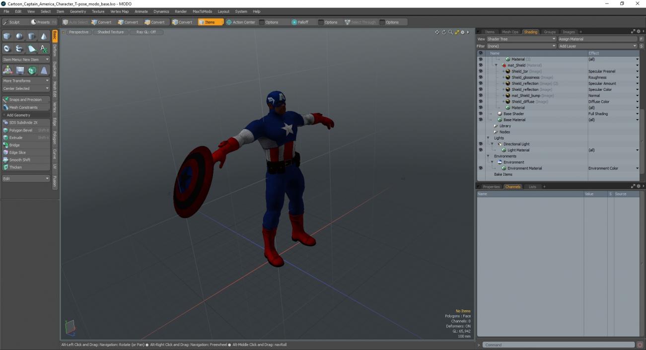 3D Cartoon Captain America Character T-pose(1) model