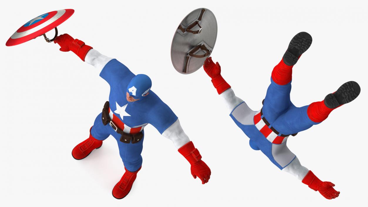 3D Cartoon Captain America Character T-pose(1) model