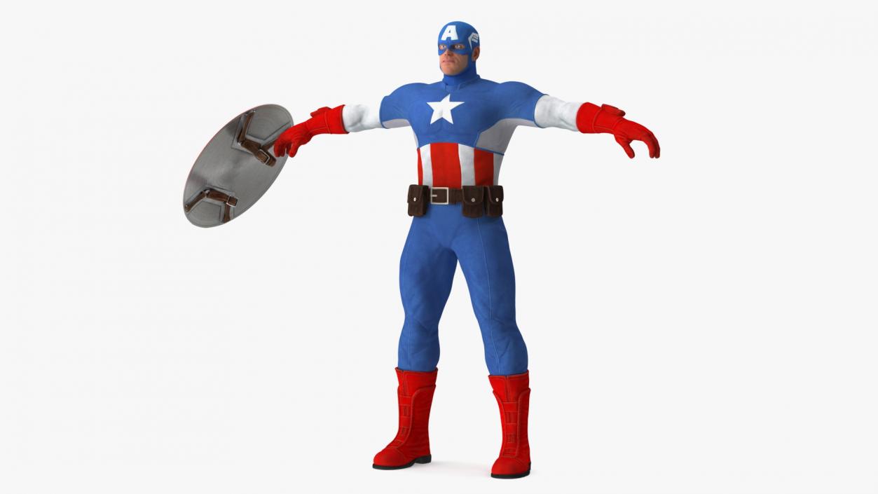 3D Cartoon Captain America Character T-pose(1) model