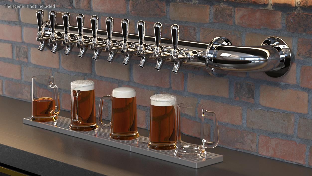 Wall Mount Rail Draft Beer Tower 3D