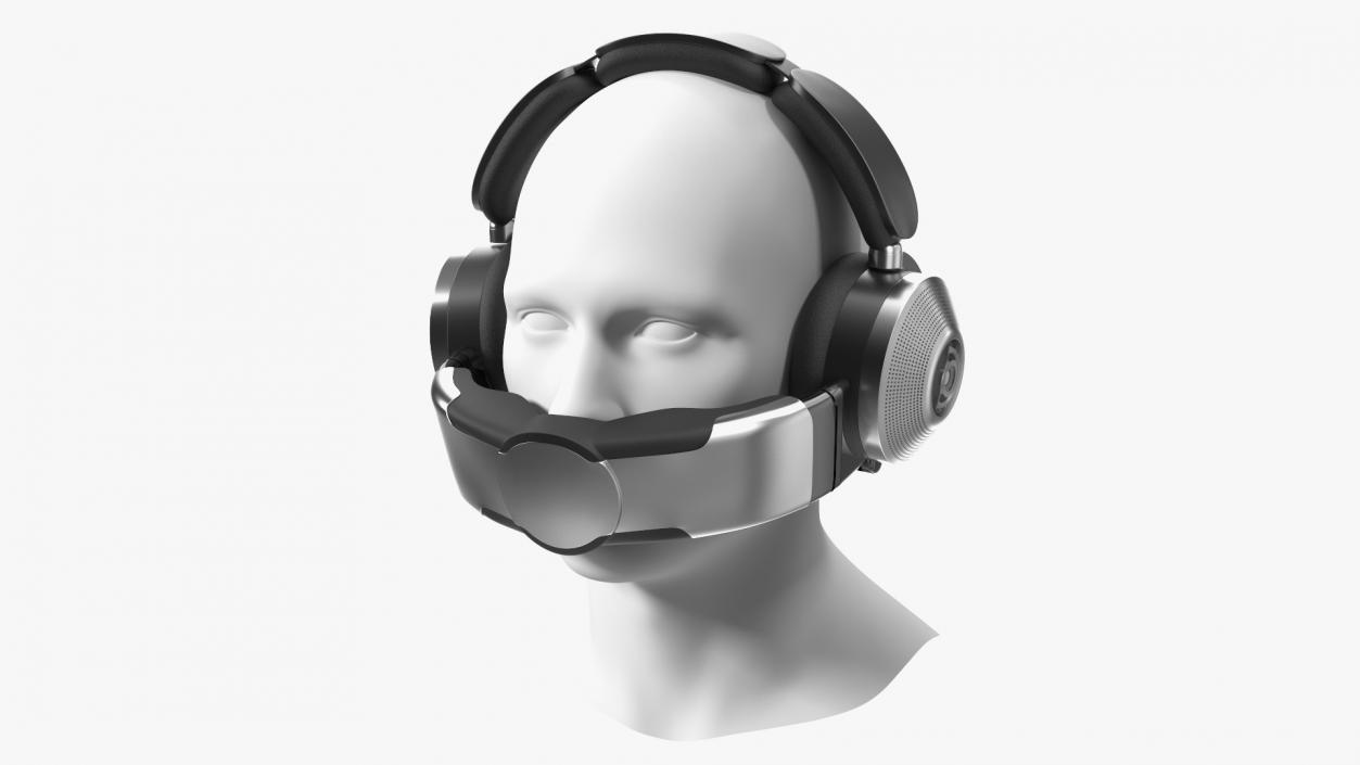 3D model Mannequin Head with Black Air Purifying Headphones