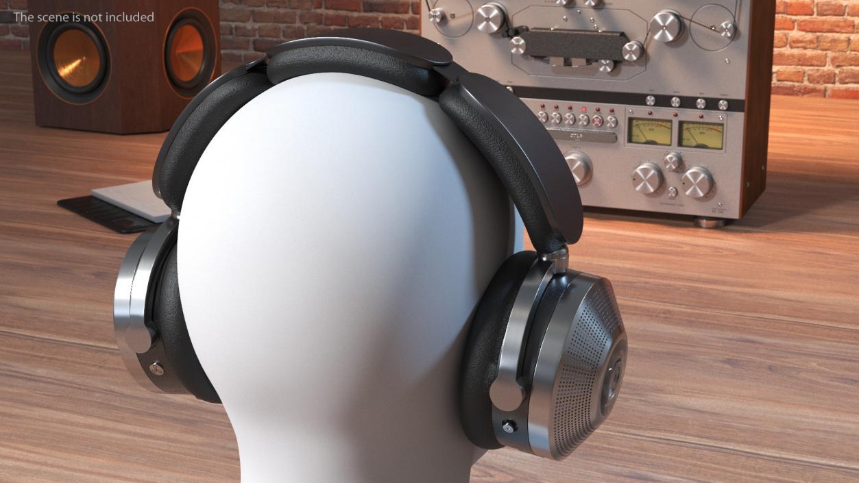 3D model Mannequin Head with Black Air Purifying Headphones