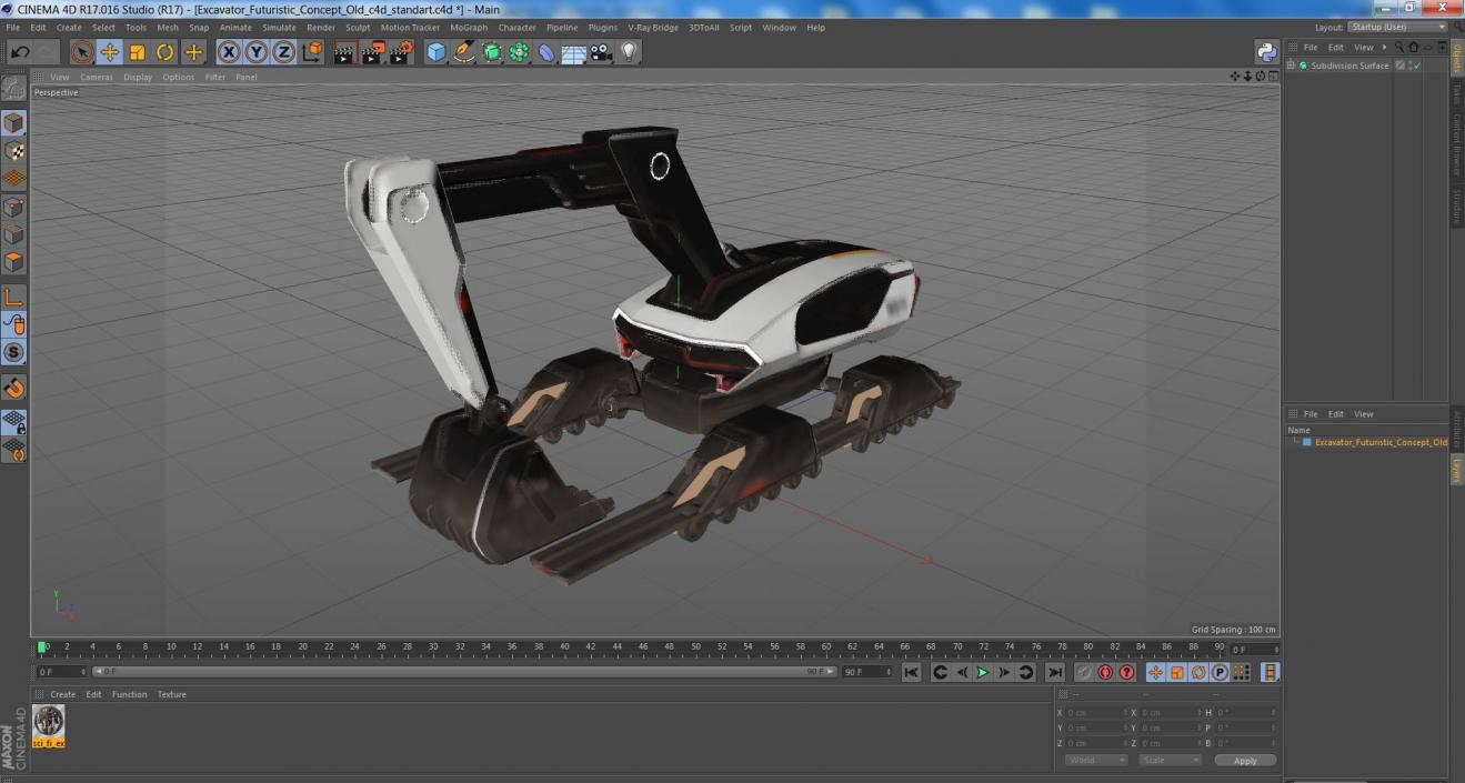 Excavator Futuristic Concept Old 2 3D model