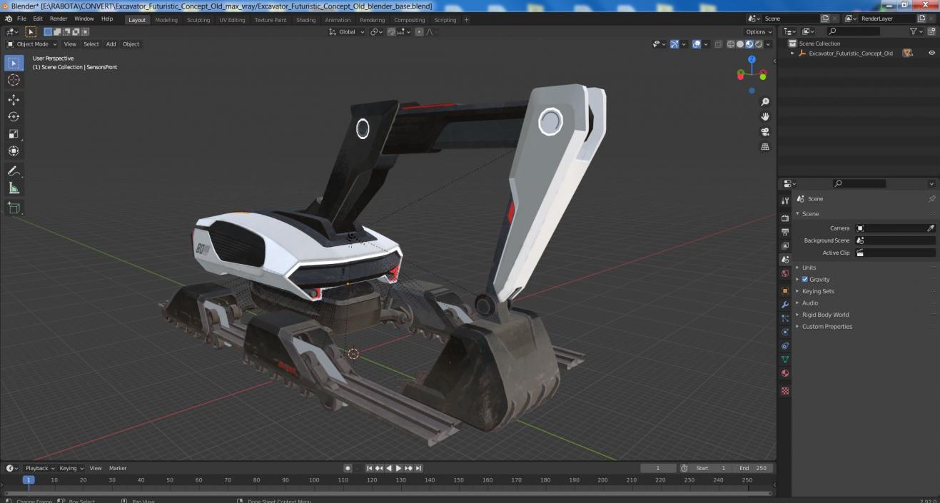 Excavator Futuristic Concept Old 2 3D model