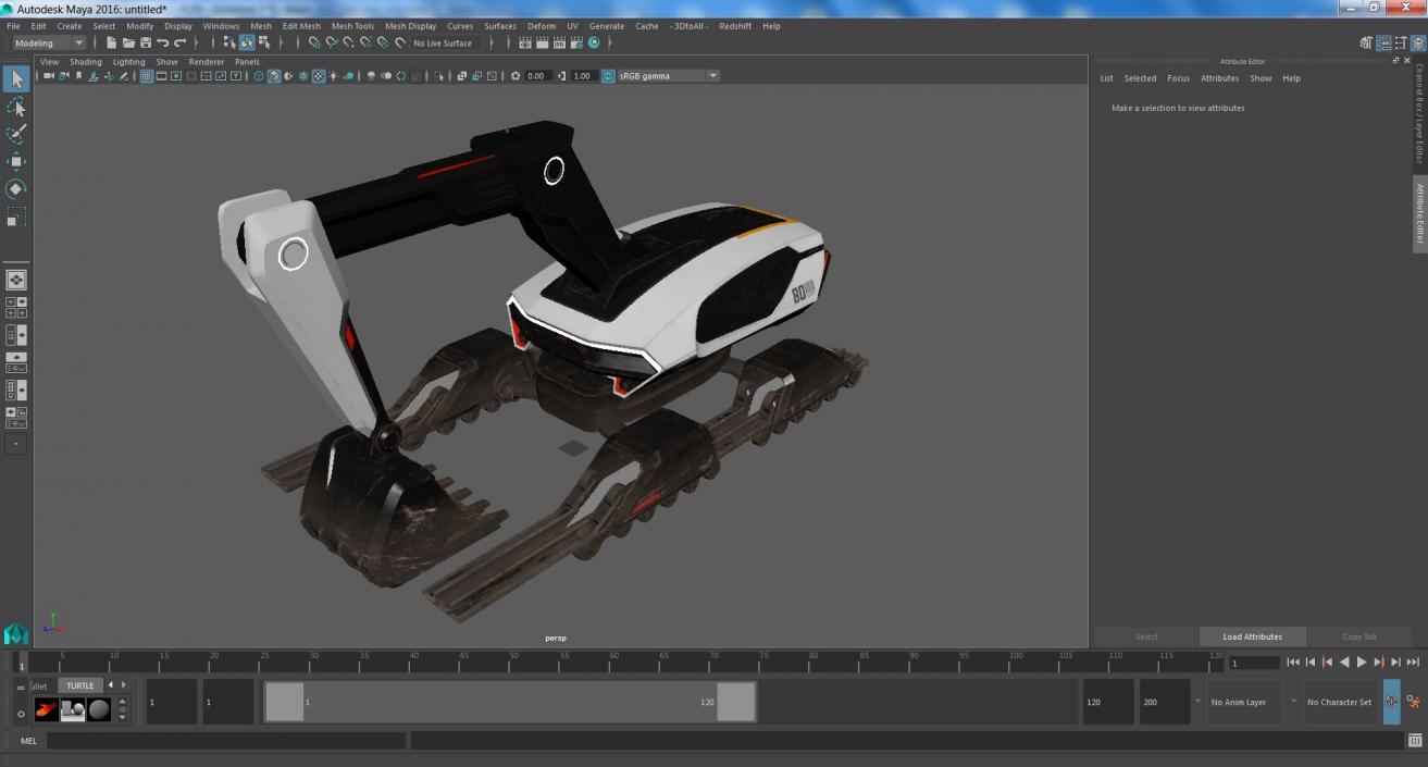 Excavator Futuristic Concept Old 2 3D model