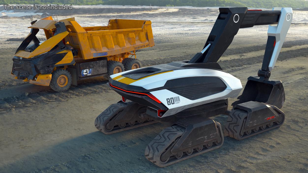 Excavator Futuristic Concept Old 2 3D model