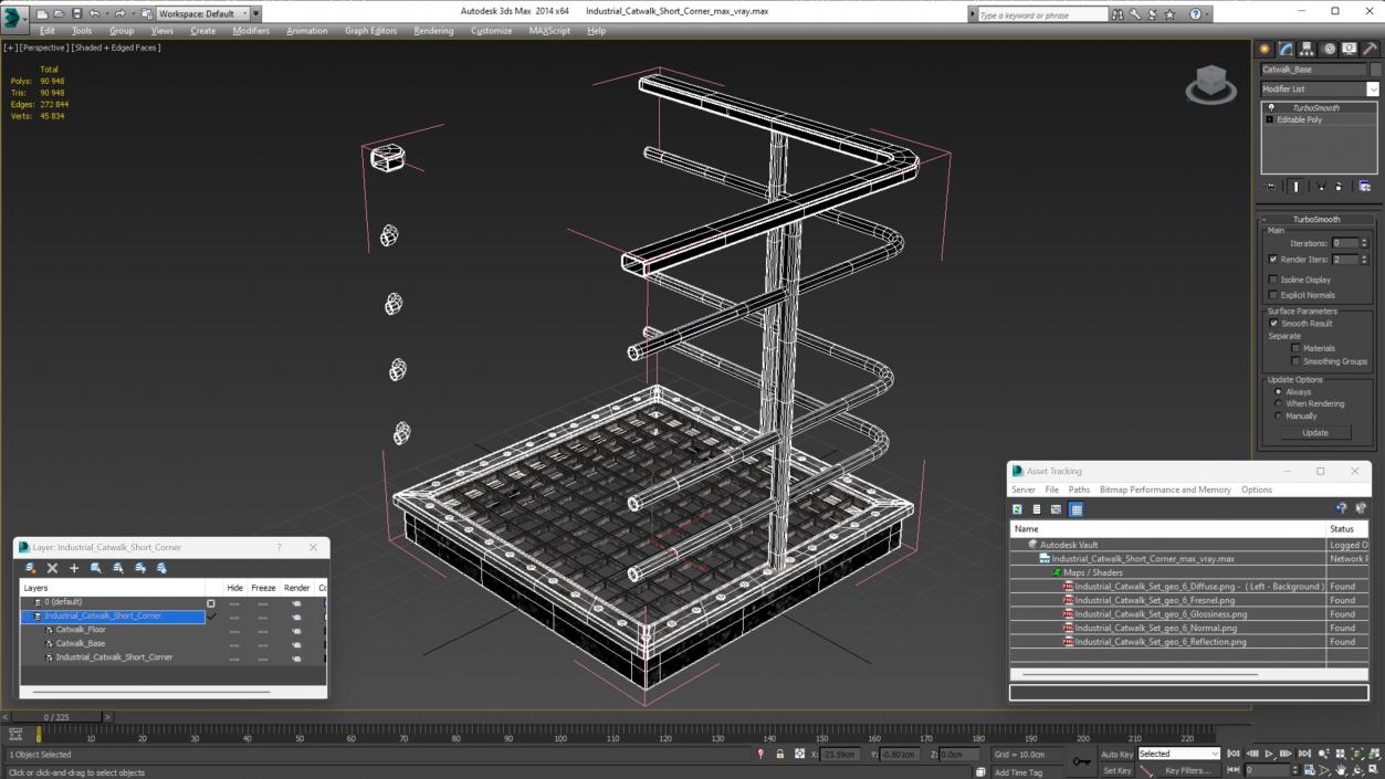 3D Industrial Catwalk Short Corner