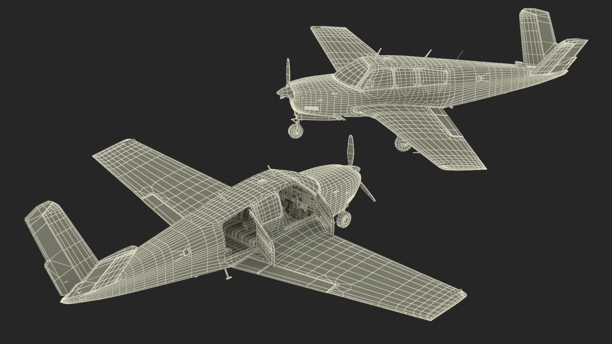 3D Propeller Aircraft Beechcraft Bonanza S35 Rigged model