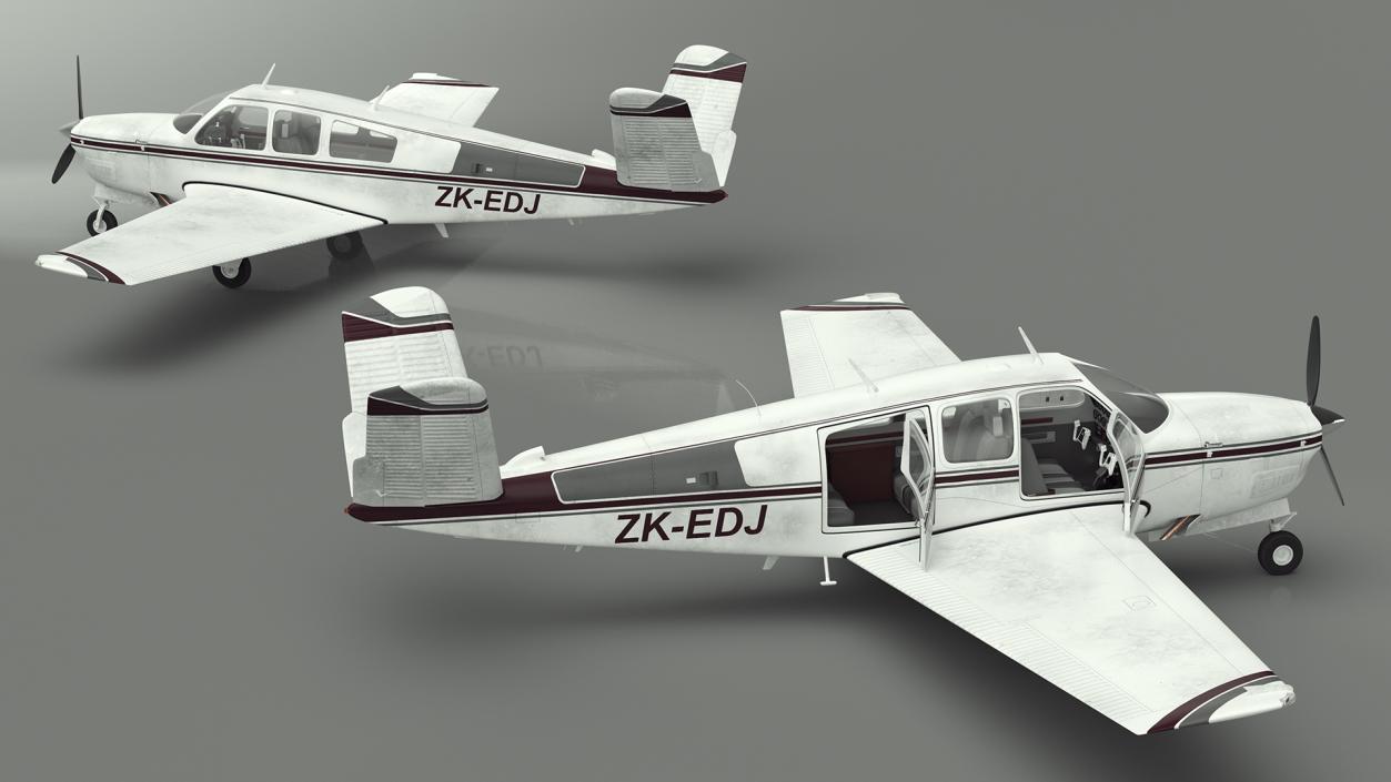 3D Propeller Aircraft Beechcraft Bonanza S35 Rigged model