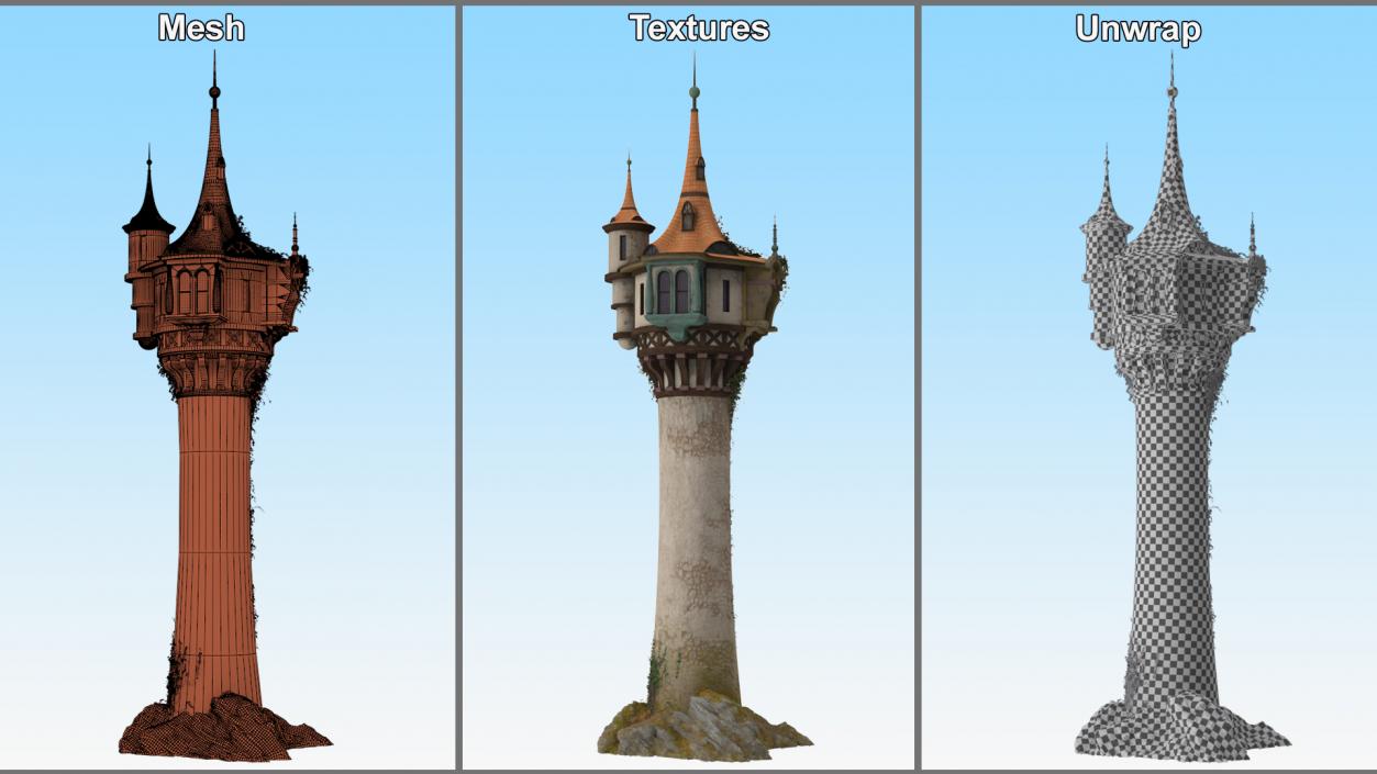 3D Rapunzel Castle Tower