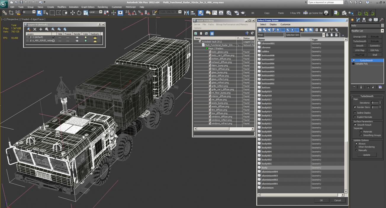 3D Multi Functional Radar 92n2e for S-400 model