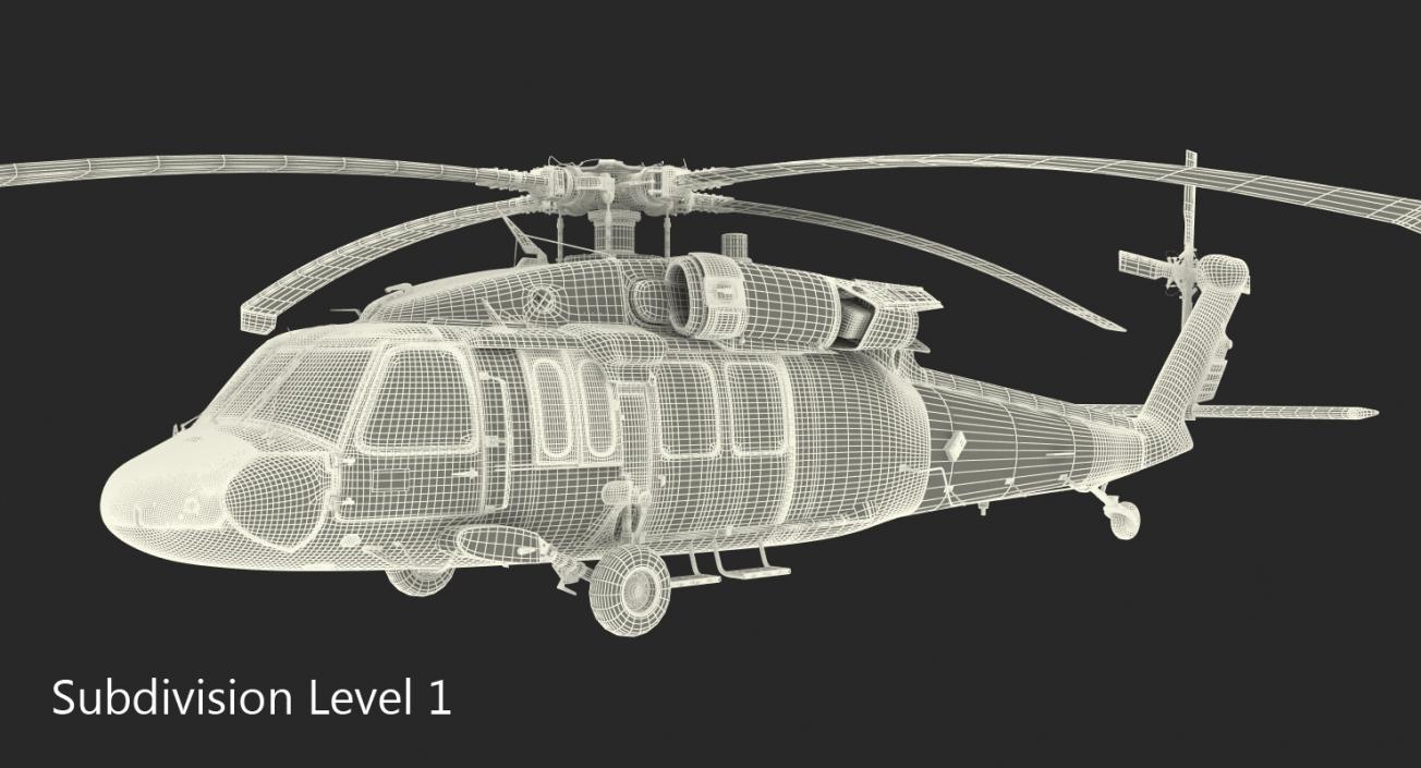 3D Sikorsky UH-60 Black Hawk US Military Utility Helicopter