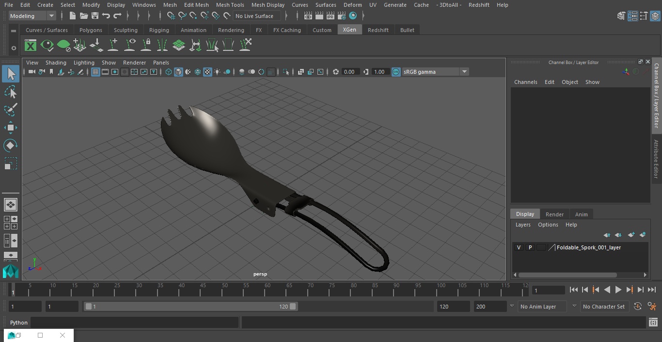 Foldable Spork 3D model