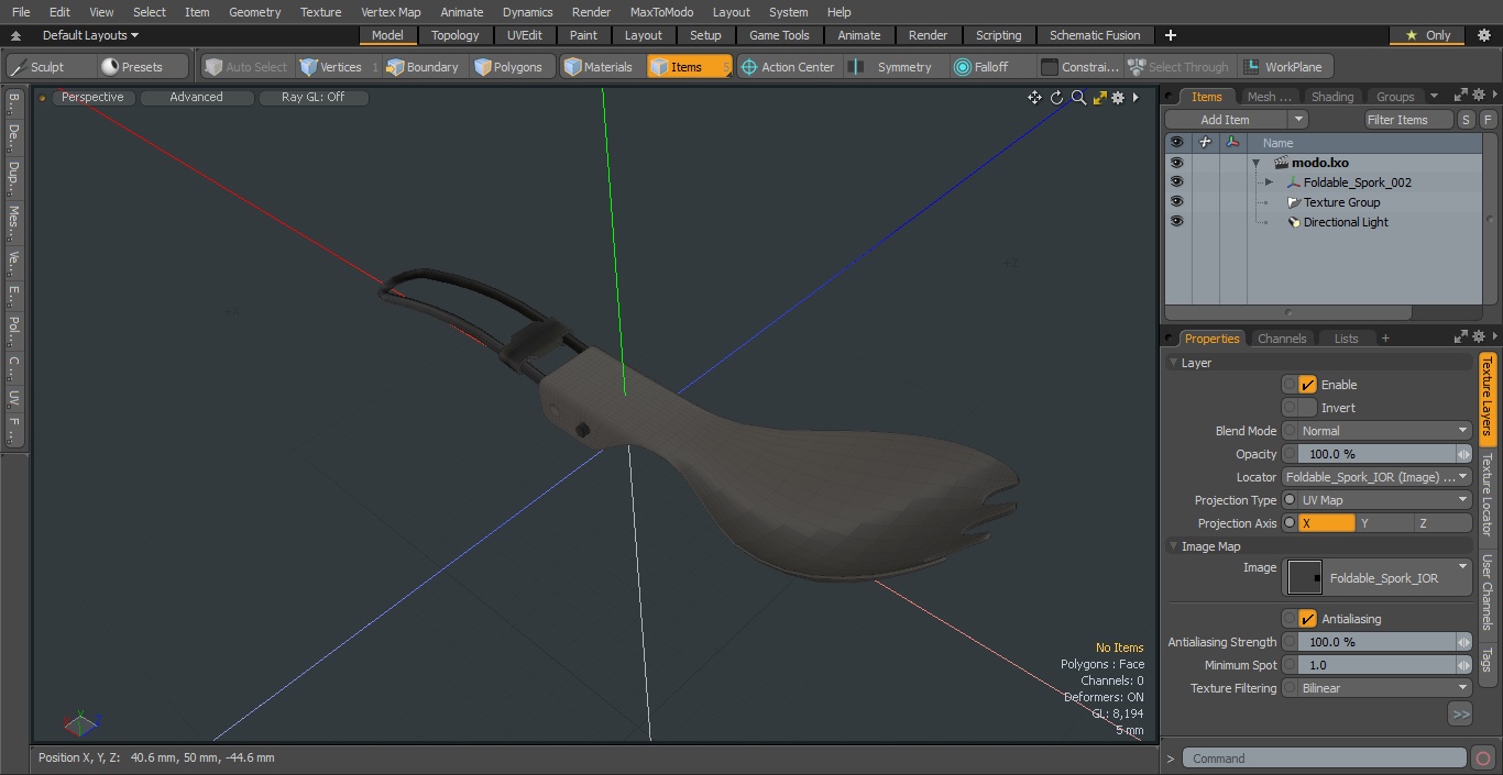 Foldable Spork 3D model