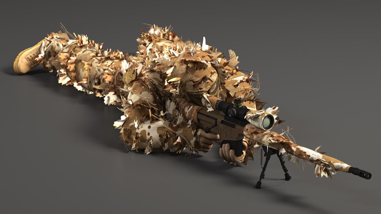 3D Sniper Shooting Position Desert Camo