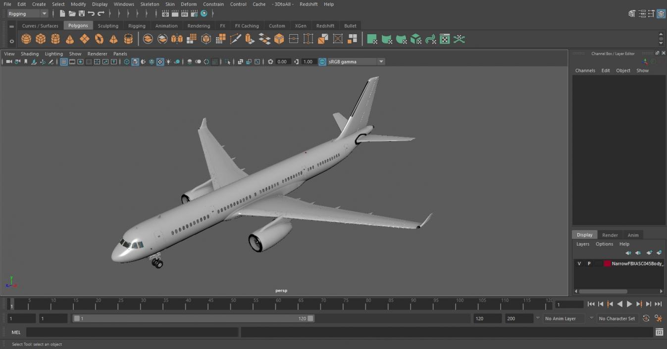 Narrow-Body Jet Airliner Blank Livery 3D