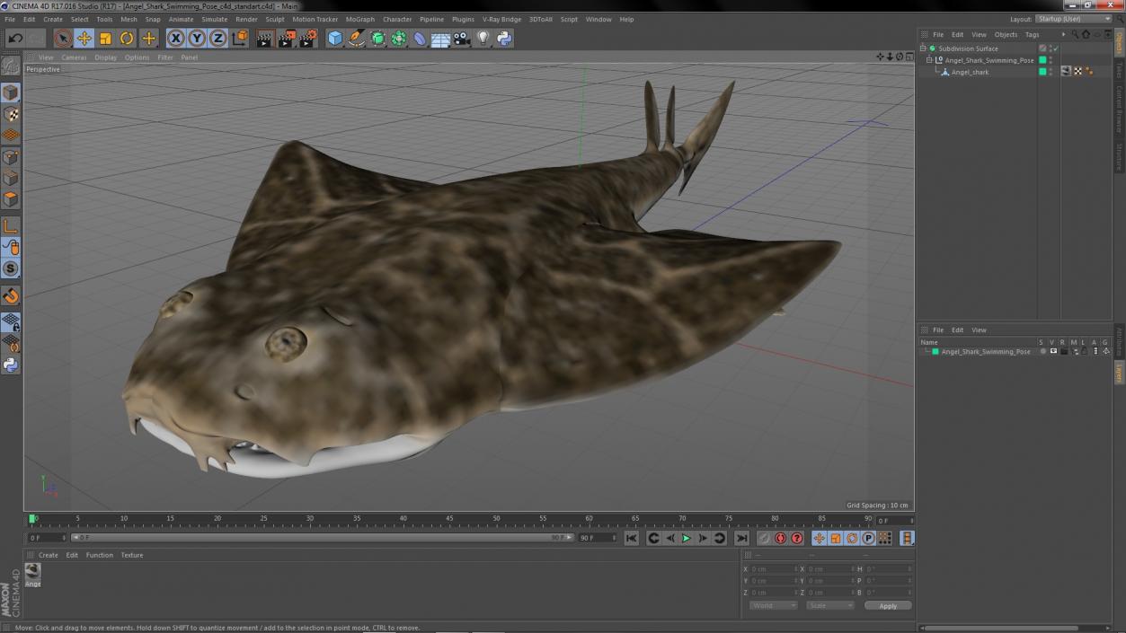 3D model Angel Shark Swimming Pose