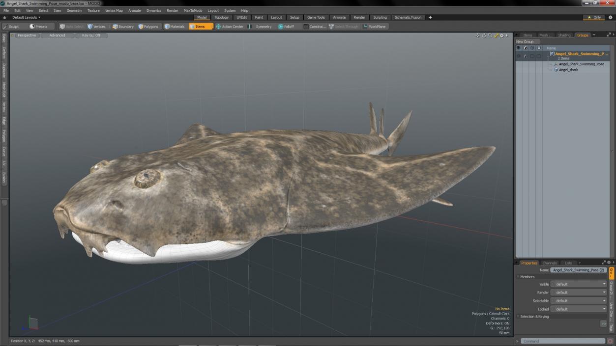 3D model Angel Shark Swimming Pose