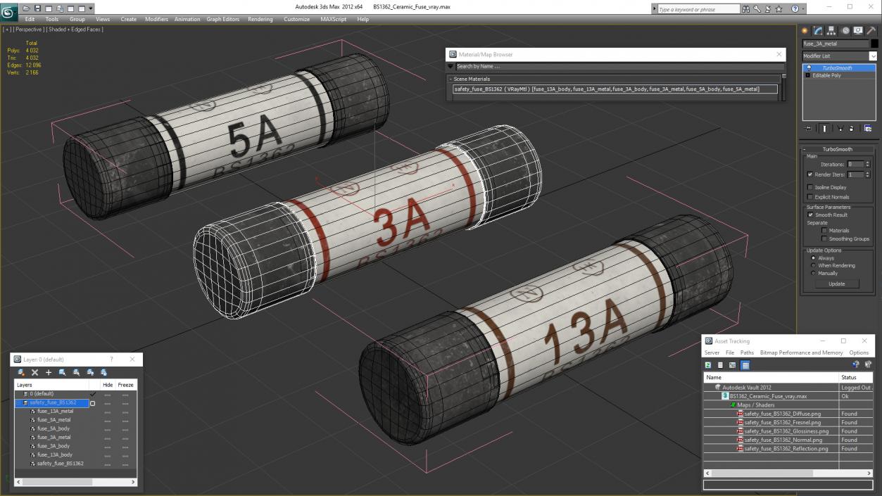 BS1362 Ceramic Fuse 3D model