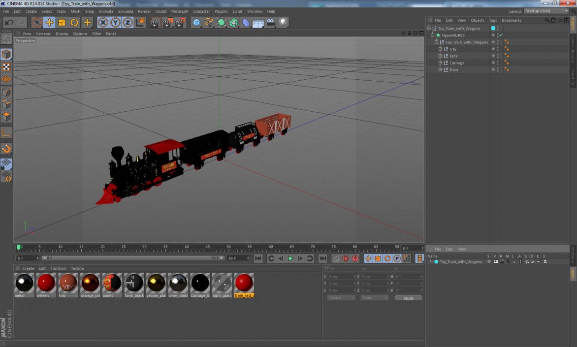 3D Toy Train with Wagons