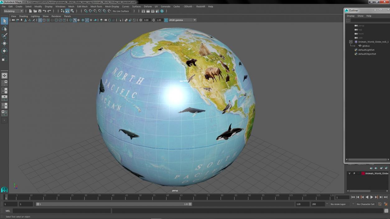 Animals World Globe 3D model