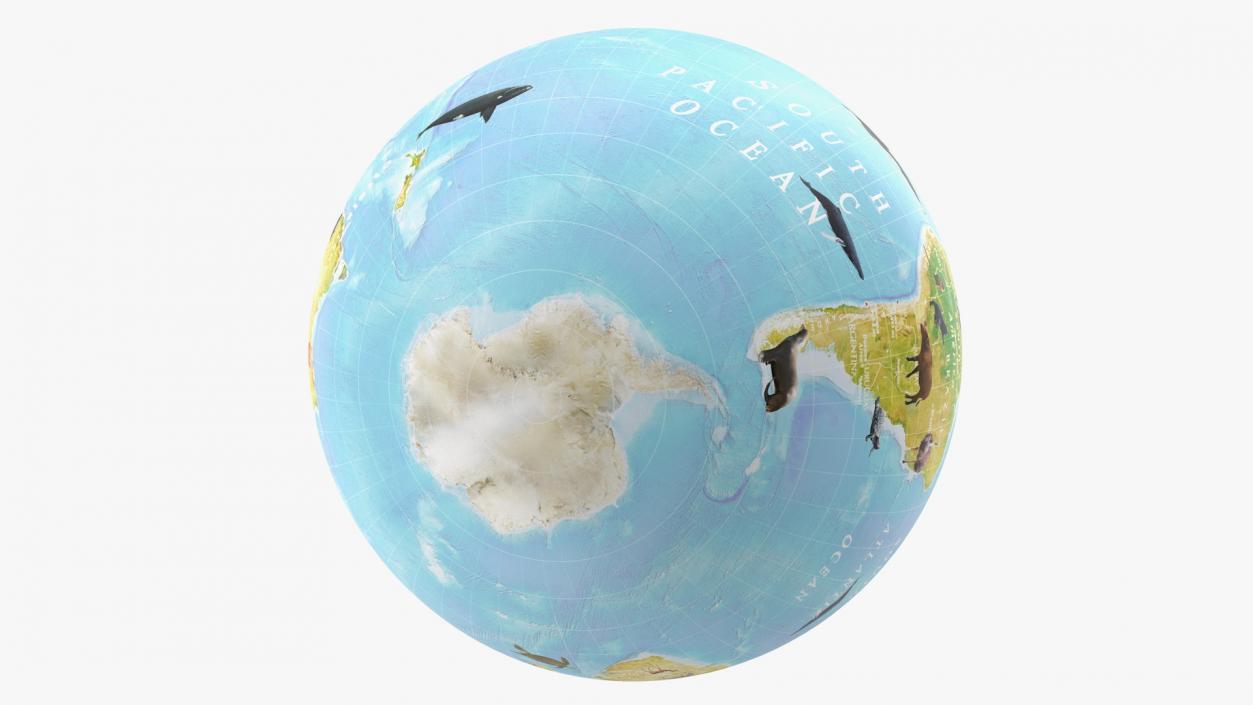 Animals World Globe 3D model