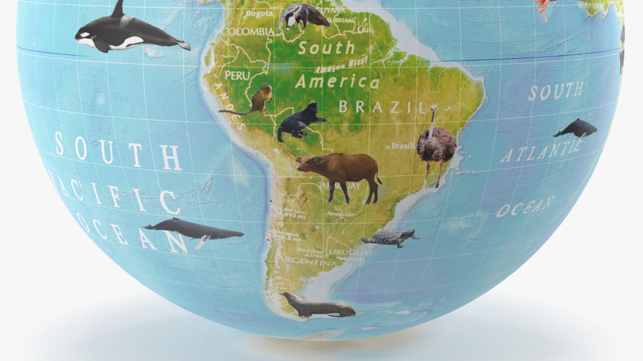 Animals World Globe 3D model