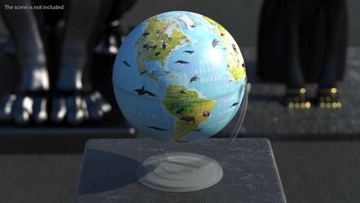 Animals World Globe 3D model