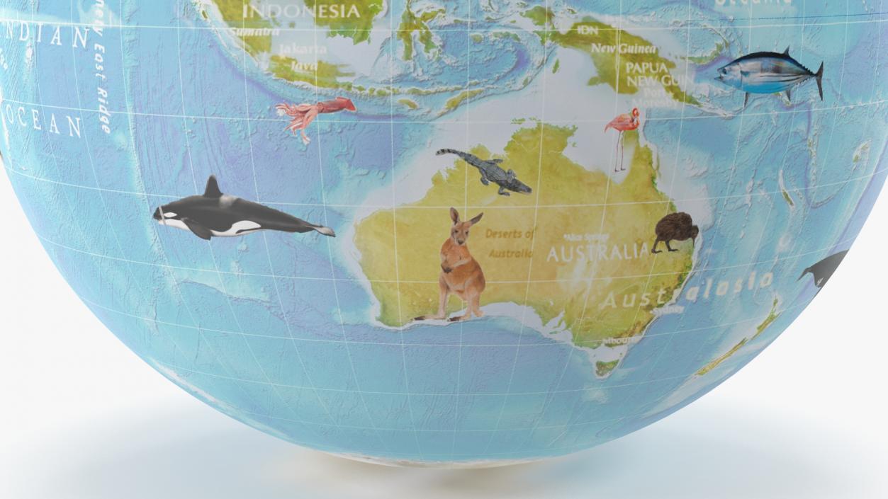 Animals World Globe 3D model