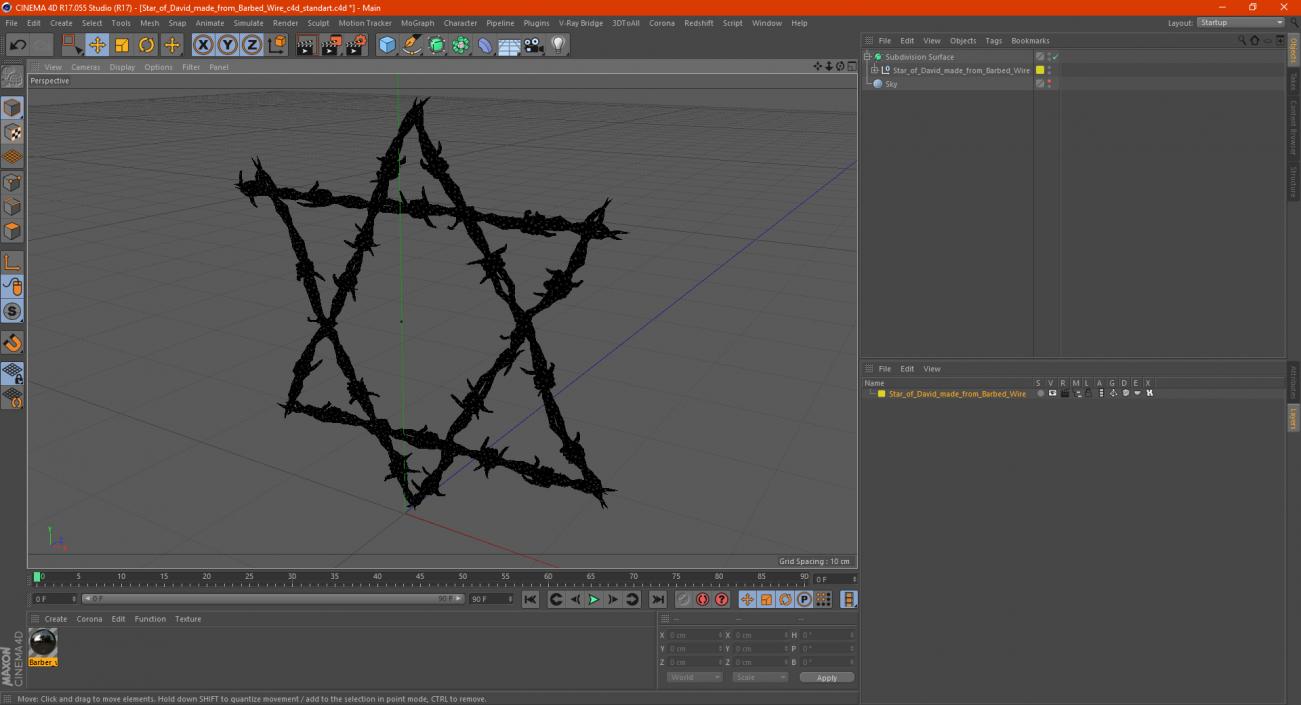 3D model Star of David made from Barbed Wire