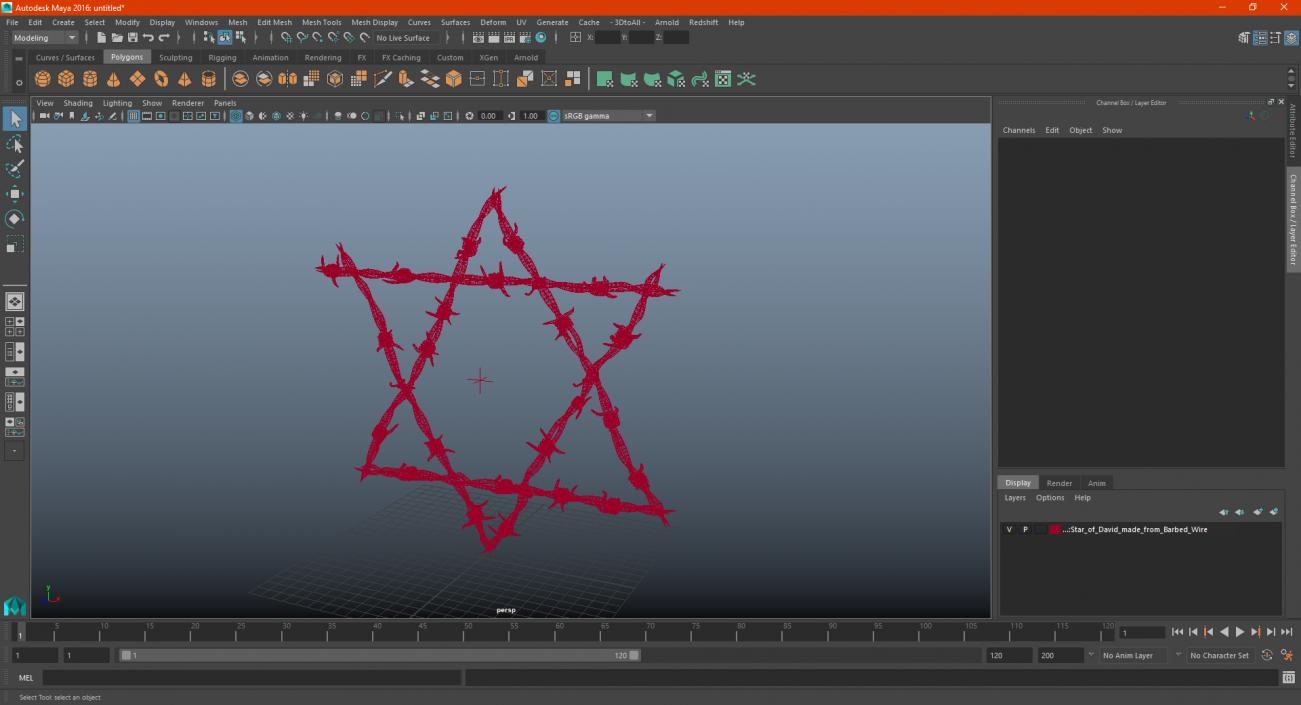 3D model Star of David made from Barbed Wire