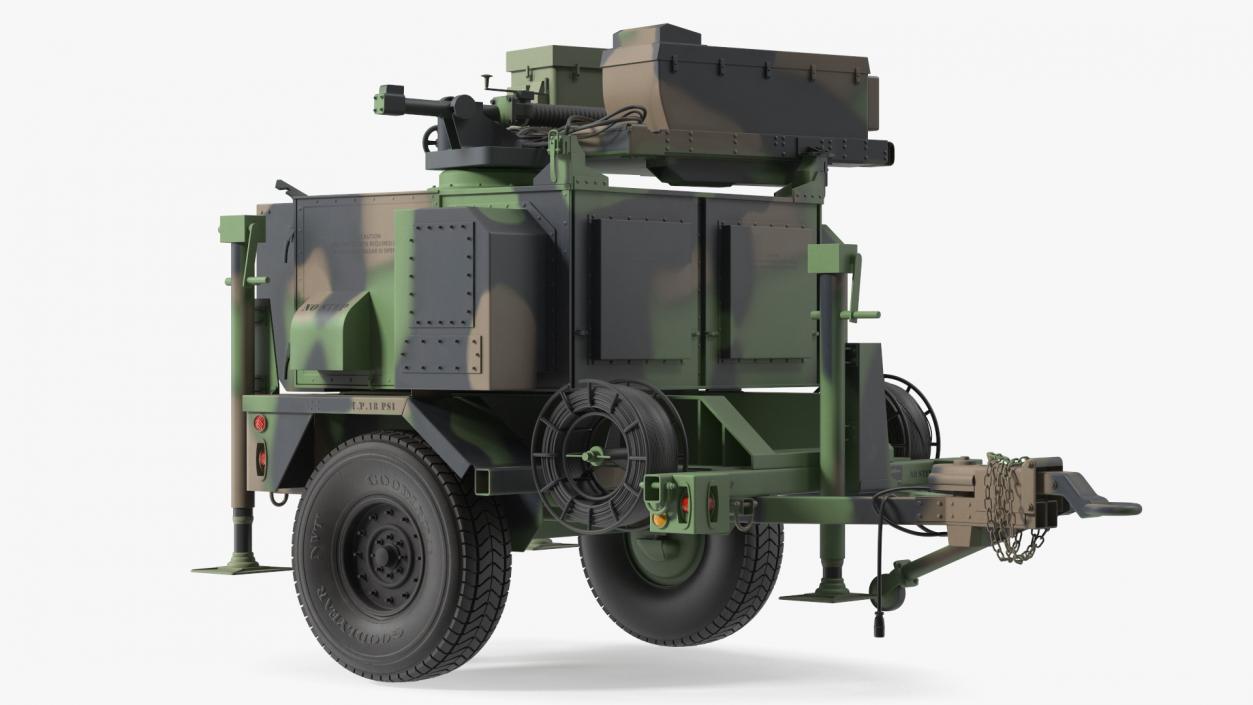 MPQ-64 Sentinel Radar Green Camo Rigged 3D model