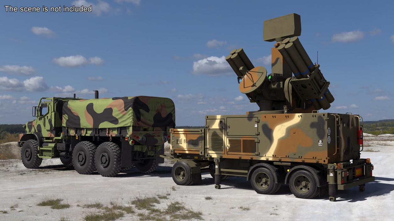 3D Truck with Trailer Air Defense Missile Complex