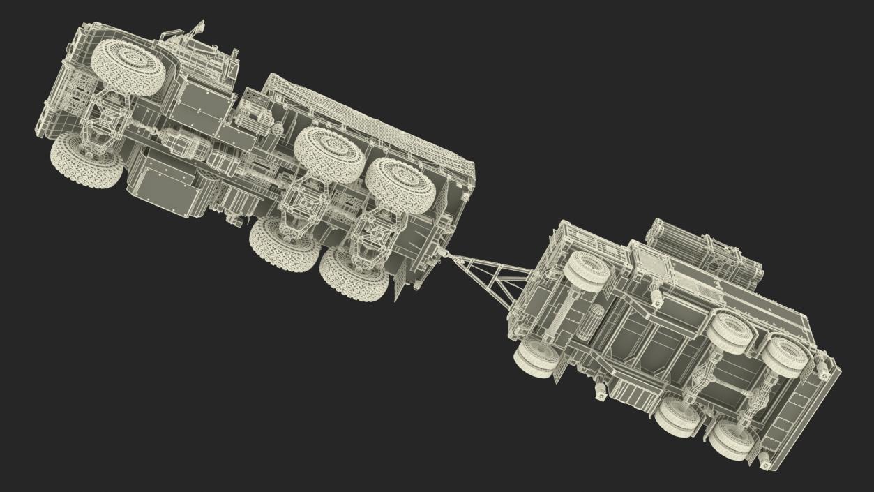 3D Truck with Trailer Air Defense Missile Complex