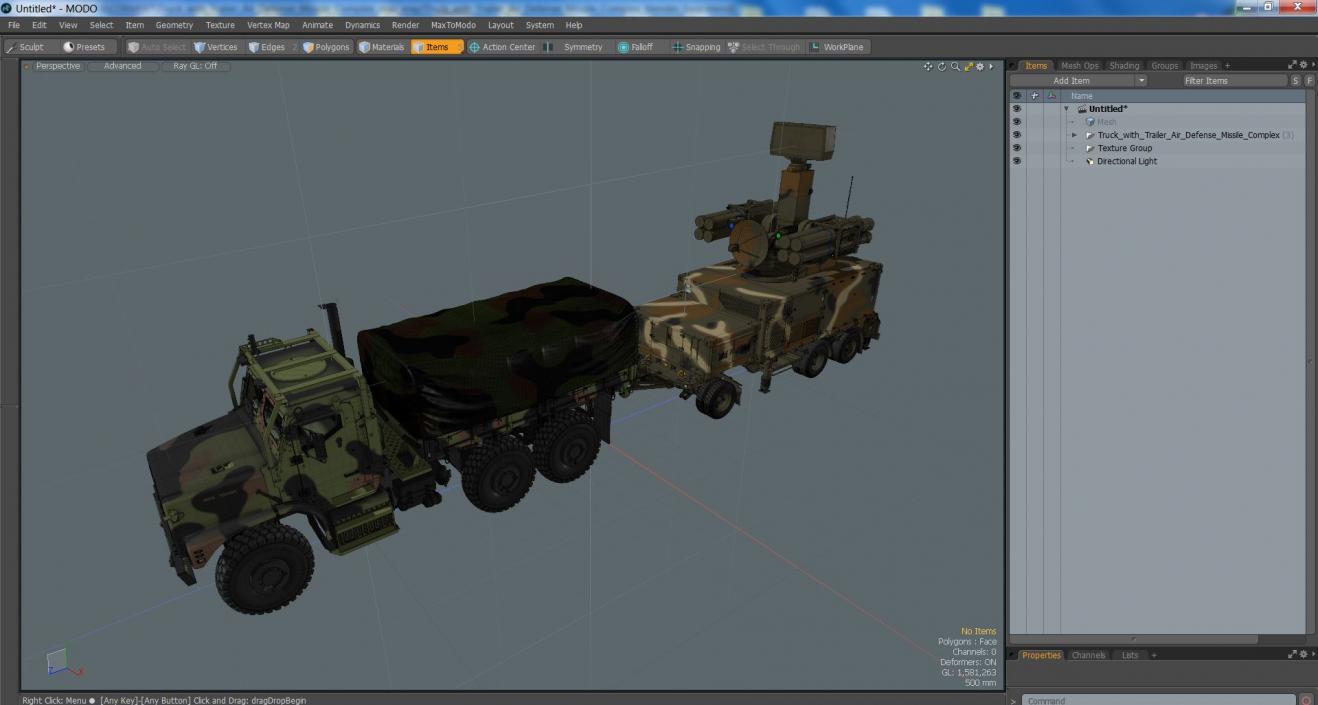 3D Truck with Trailer Air Defense Missile Complex