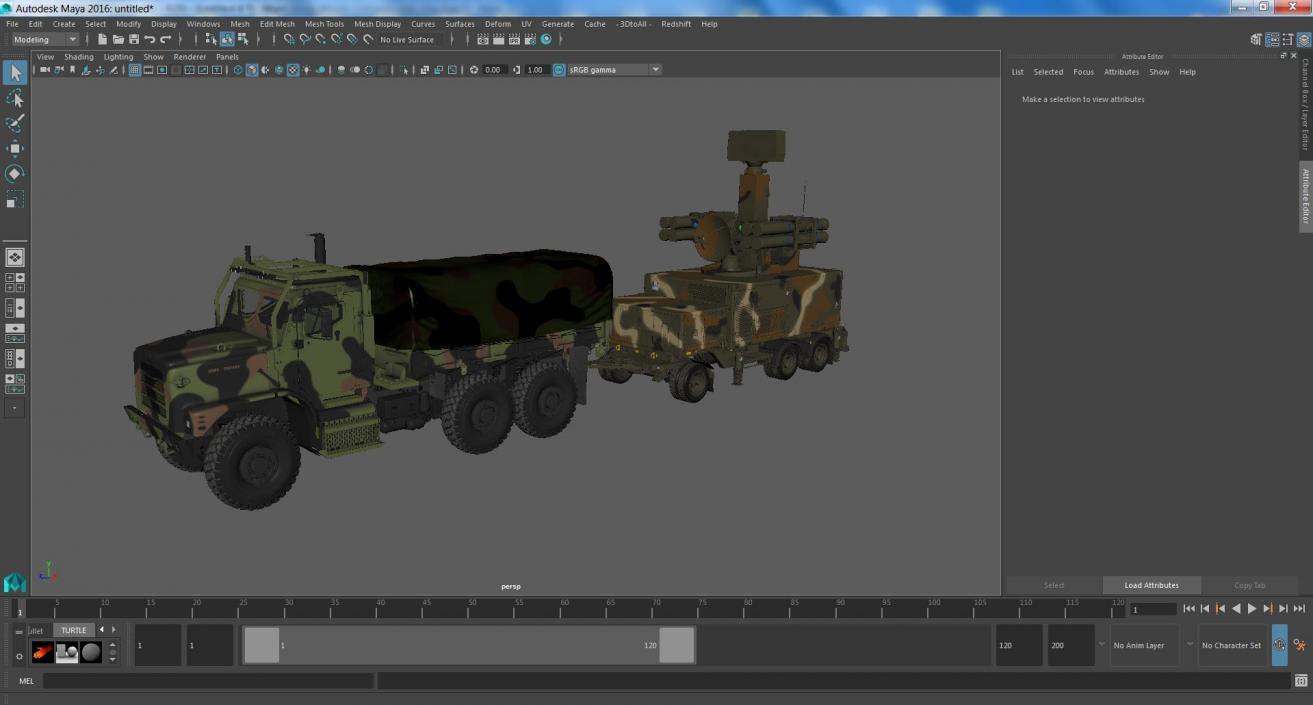 3D Truck with Trailer Air Defense Missile Complex