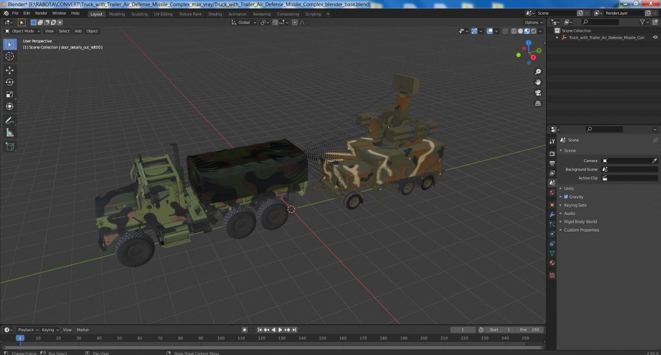 3D Truck with Trailer Air Defense Missile Complex