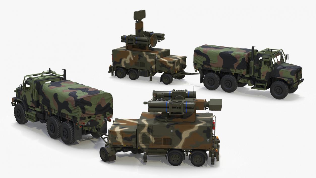 3D Truck with Trailer Air Defense Missile Complex