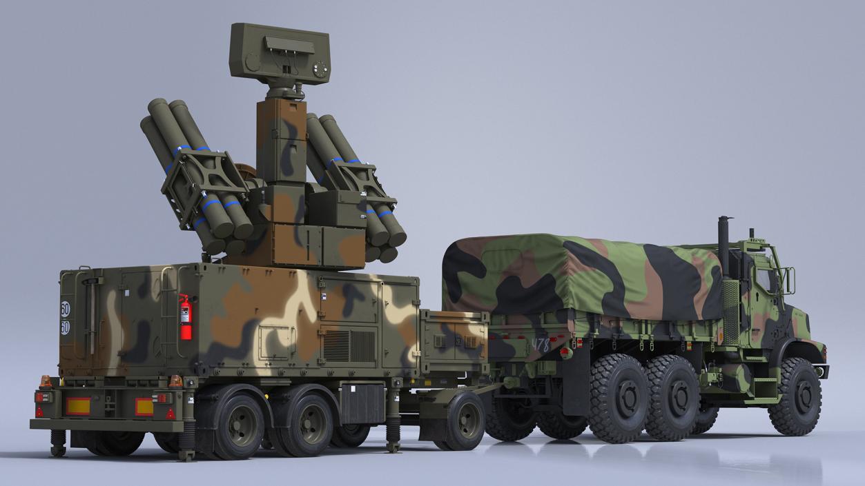 3D Truck with Trailer Air Defense Missile Complex