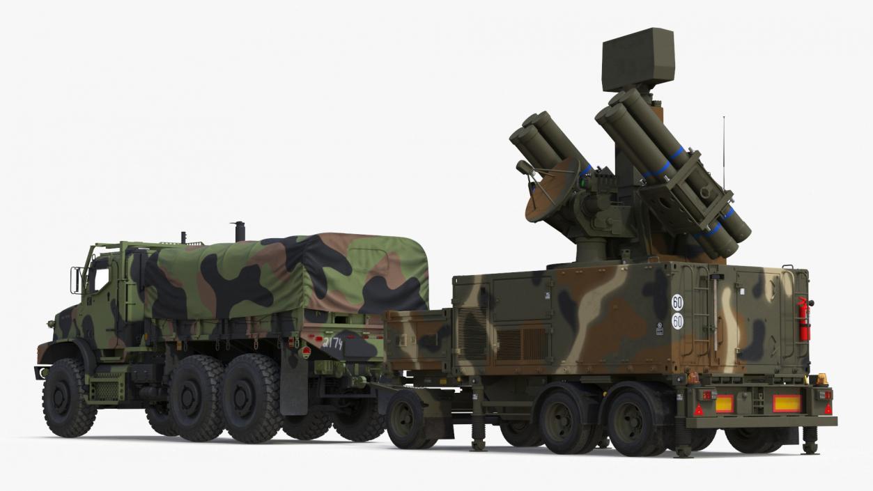 3D Truck with Trailer Air Defense Missile Complex