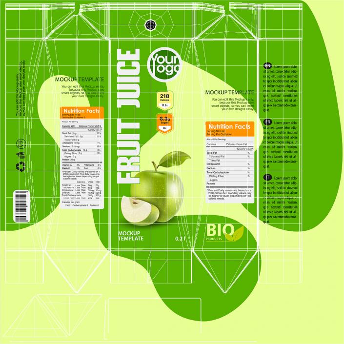 3D Small Aseptic Carton Mockup Green model