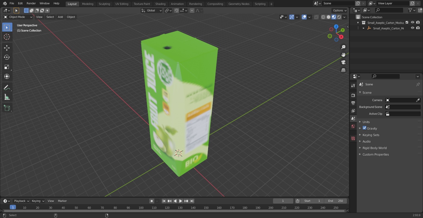 3D Small Aseptic Carton Mockup Green model