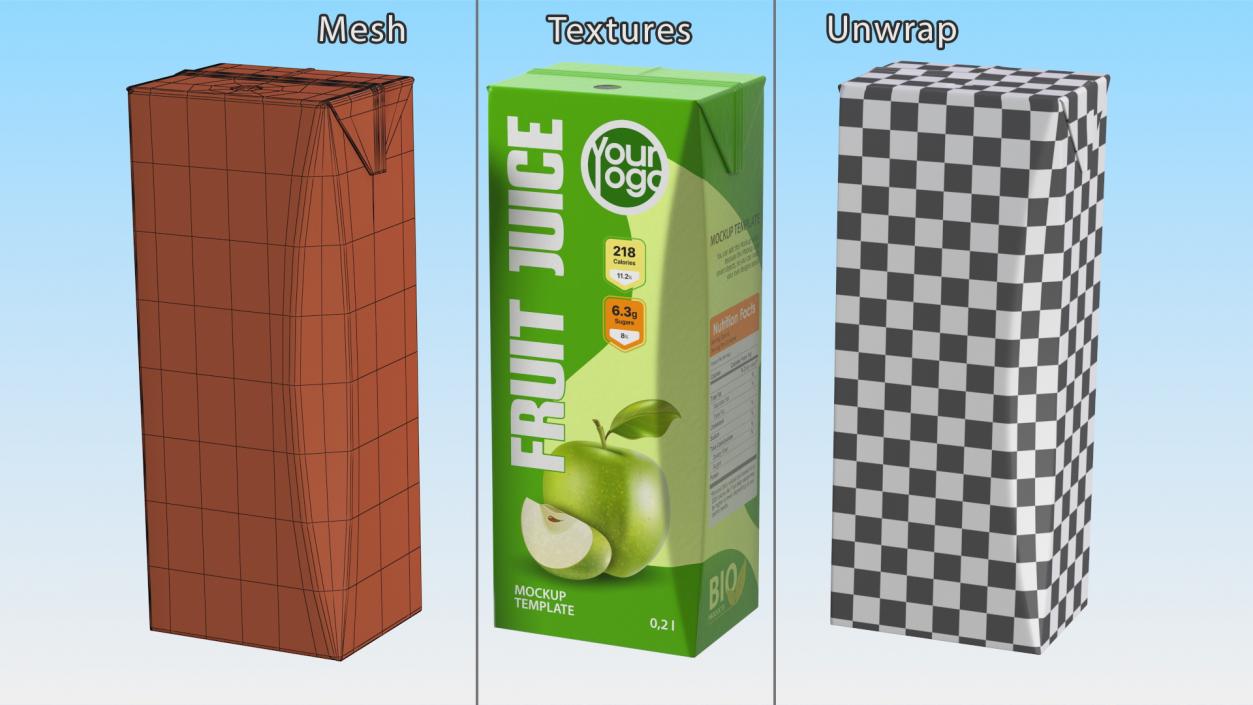 3D Small Aseptic Carton Mockup Green model