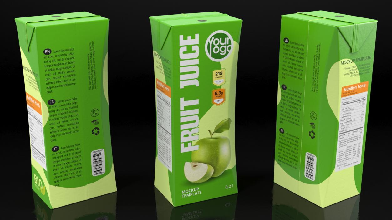 3D Small Aseptic Carton Mockup Green model