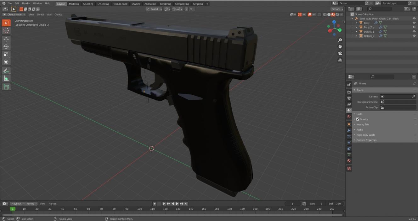 Semi Auto Pistol Glock G34 Black 3D